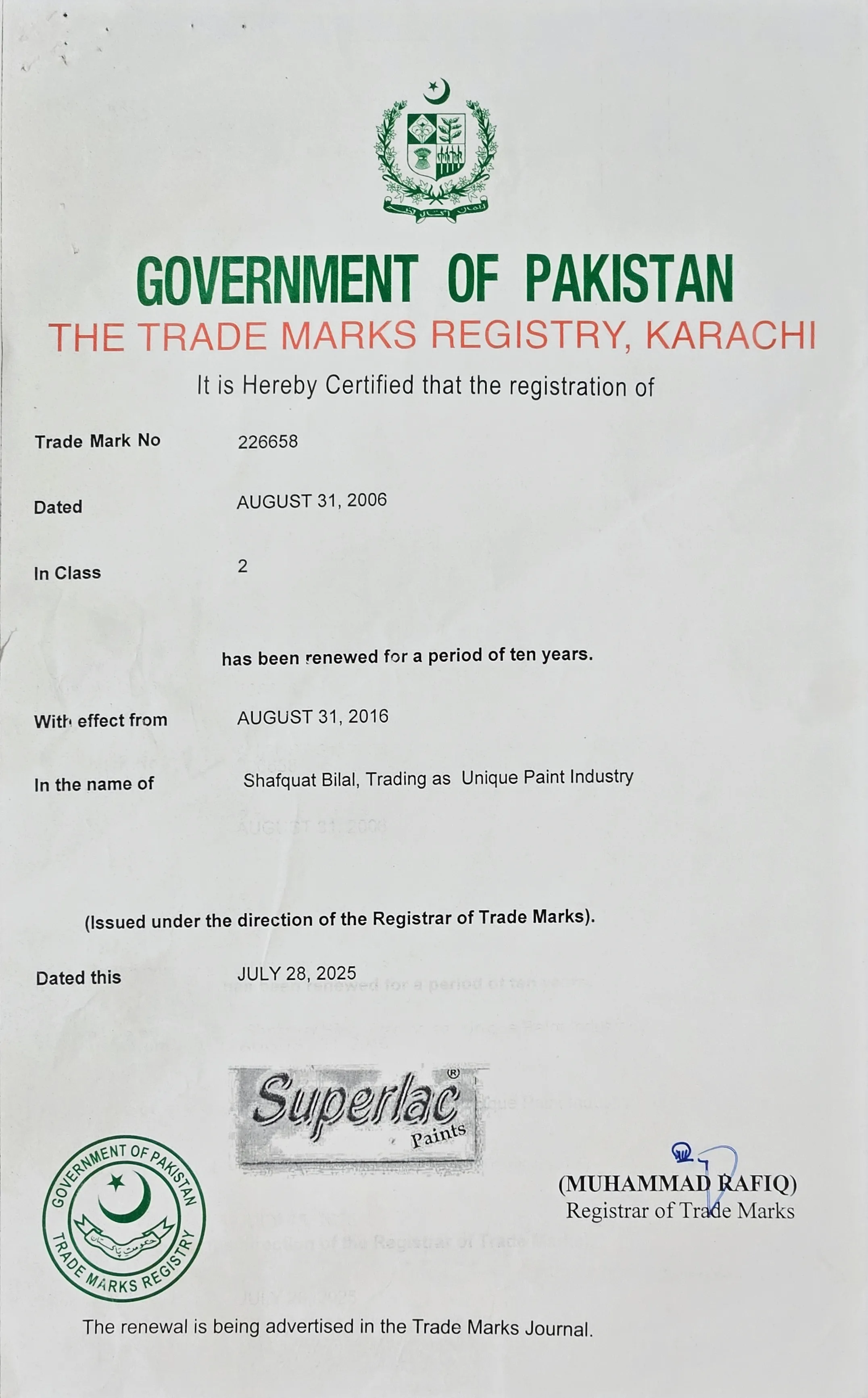 Trade Mark Renewal
